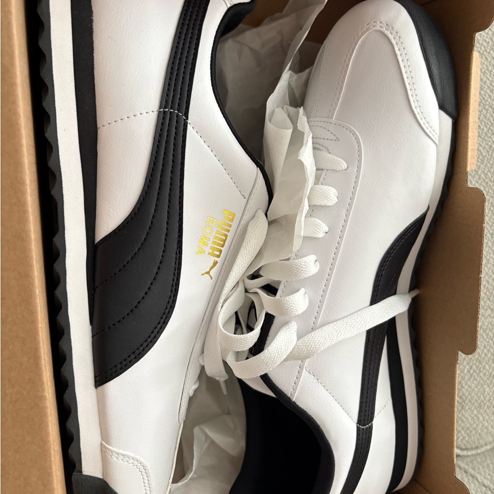 Puma White and Black Retro Sneakers